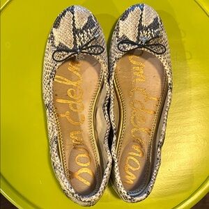 Sam Edelman Black and Cream Snake Print Flats